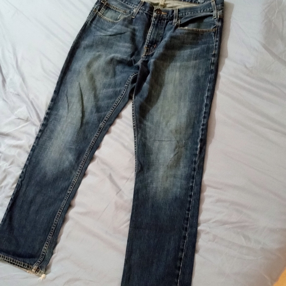 Men's Mossimo supply co dark blue distressed style jeans 36x32 - Picture 2 of 6